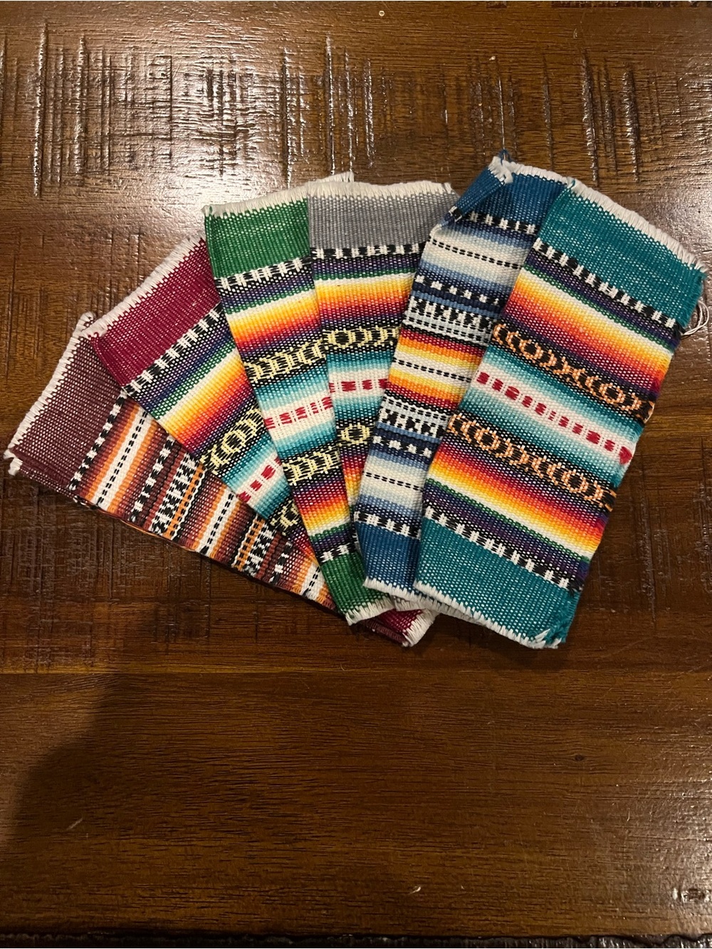 Colorful Southwestern Stripe Fabric Coasters—Set of 6. (NWOT!)